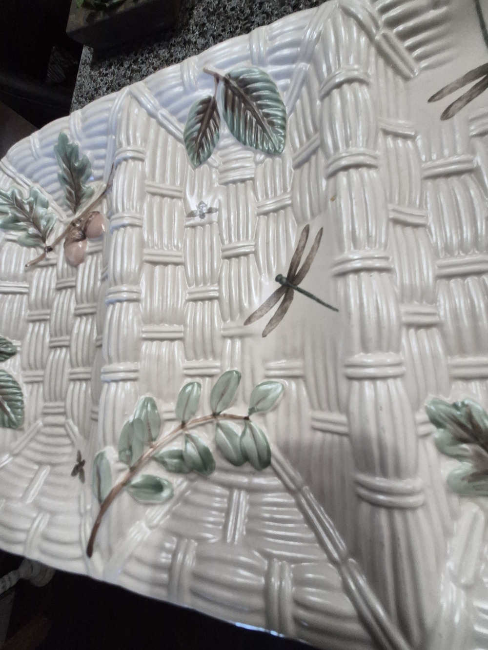 Pfaltzgraff Naturewood Oval Platter in Cream and Green Mark - Picture 15 of 16
